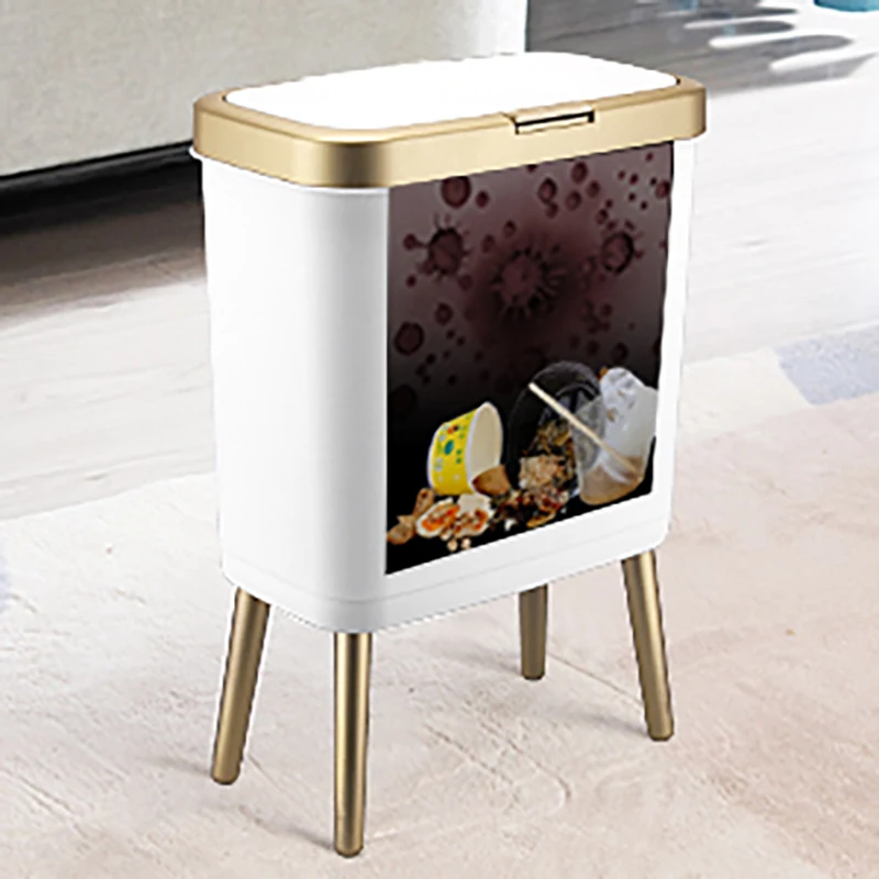 Luxury Large Capacity Trash Can Gold Luxury Trash Can High push Plastic Kitchen Trash Can with Lid Bathroom Trash Can