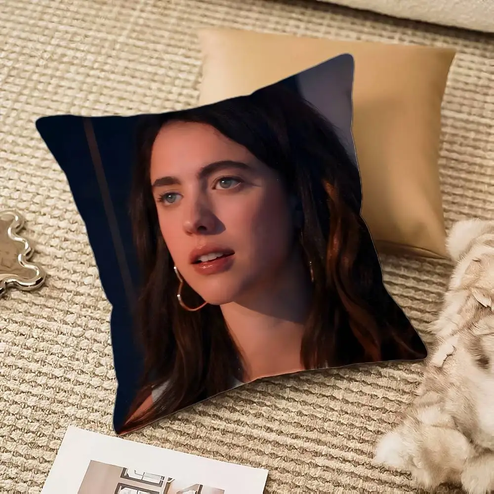 M-Margaret Q-Qualley صورة كيس وسادة مكافحة الغبار المخدة غير مرئية سستة حريري أفخم أريكة