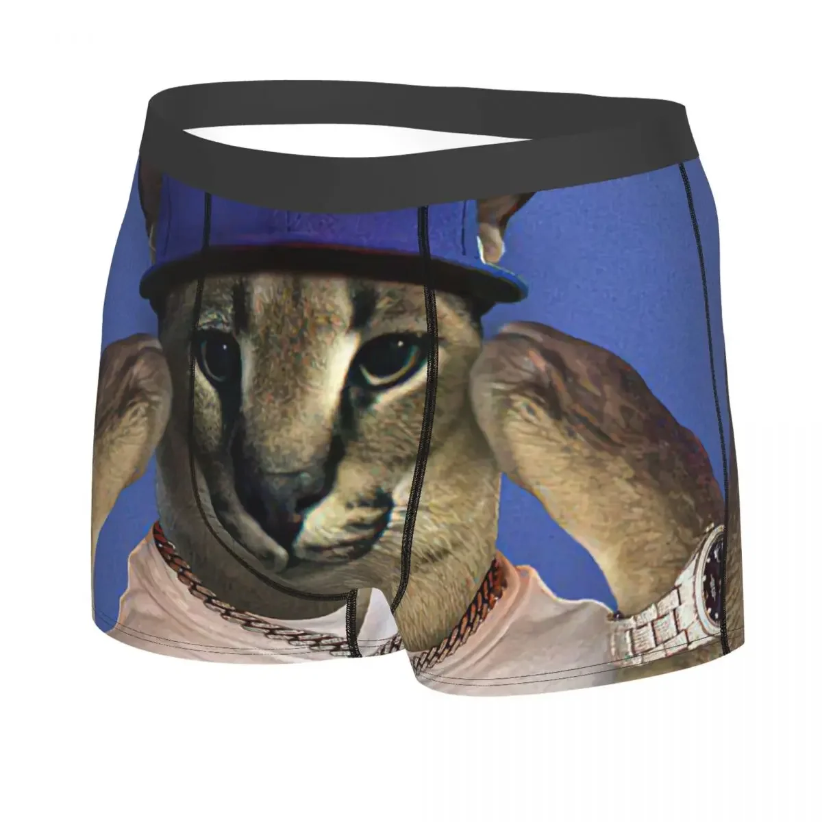 Big Floppa Rapper Meme Underwear Male Print Customized Funny Caracal Cat Boxer Briefs Shorts Panties Breathable Underpants