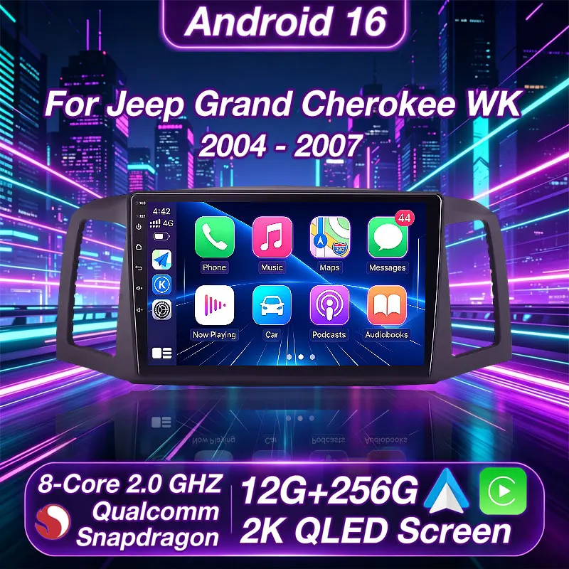 Radio para Auto Android 16 para Jeep Grand Cherokee WK 2004 2005 2006 2007 GPS Carplay Reproductor Multimedia Navegación Estéreo Auto DSP DVD