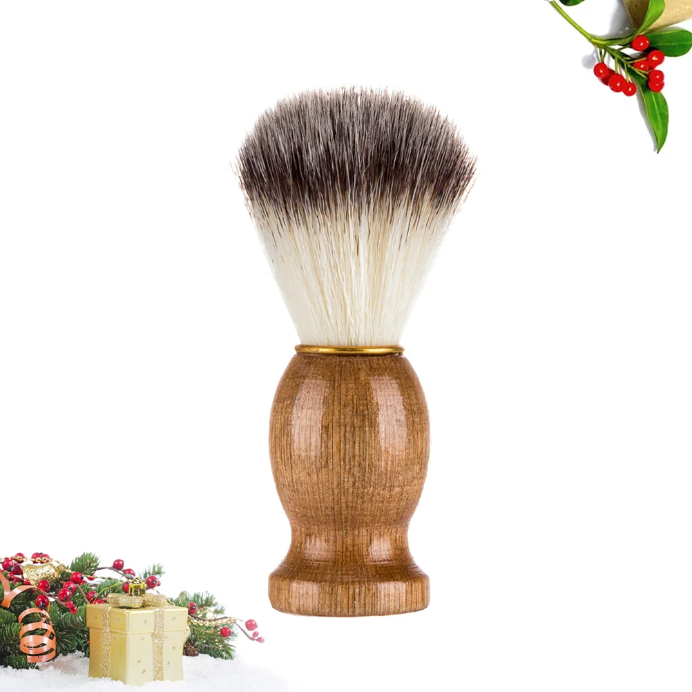 Shaving Brush Natural Wooden Handle Nylon Hair Professional Salon Tool Mustache Beards Brush Shave Brush Facial Care Hair Wet fo