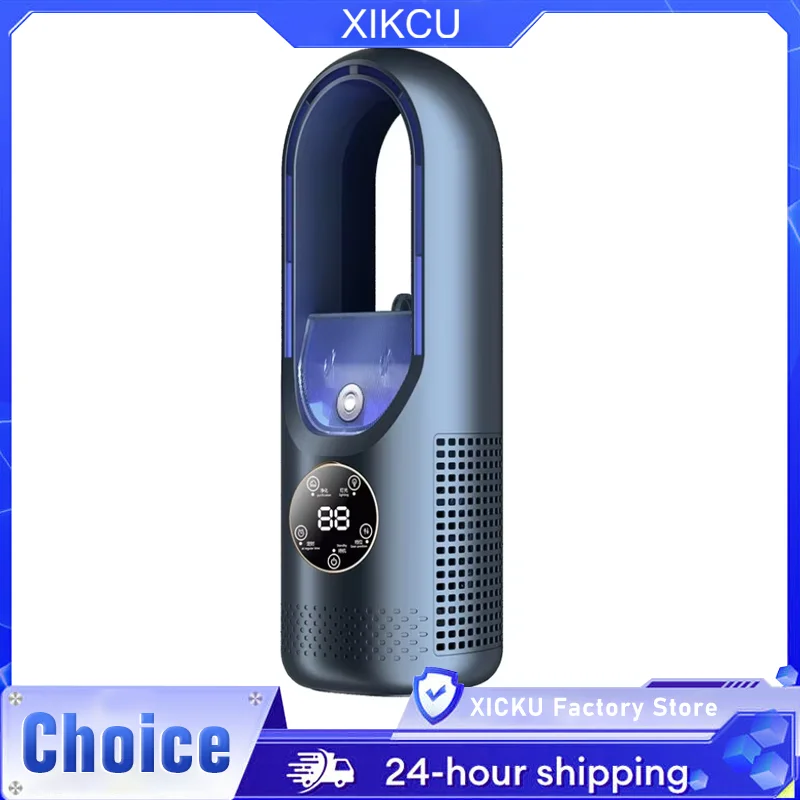 Wide Angle Circulation Desktop Cooler Fan With Atomization Humidification Light Multi Speed Timing USB Supply For Office Bedroom