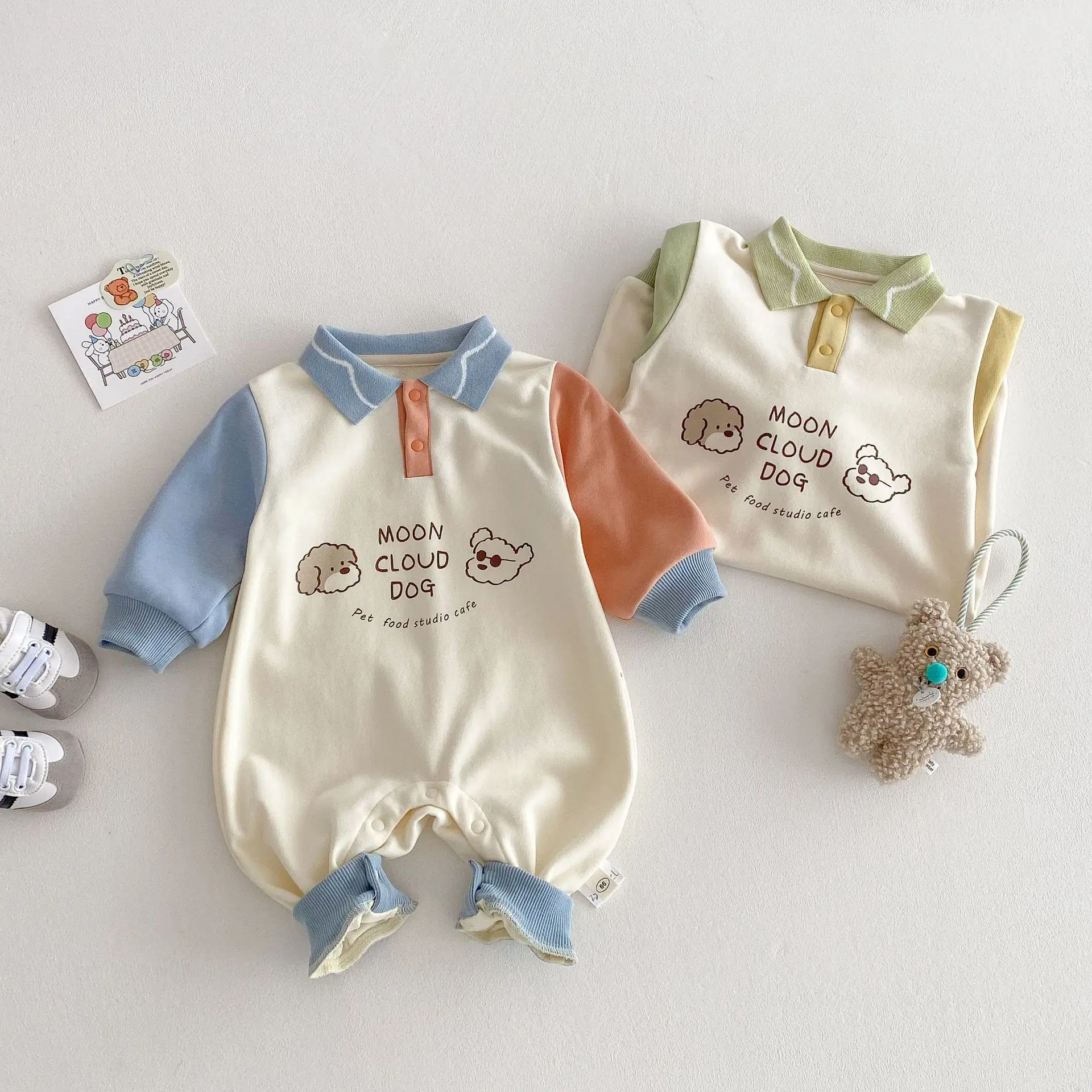 Baby Fashion Jumpsuit 2025 New Spring Baby Letter Cartoon Contrasting Color Ha Yi