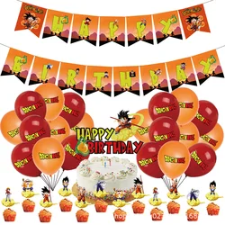 Birthday Party Supplies Dragon Ball Son Goku Globo Balloon Banner Cake Topper Tableware set Children Boy Baby Shower Party Decor