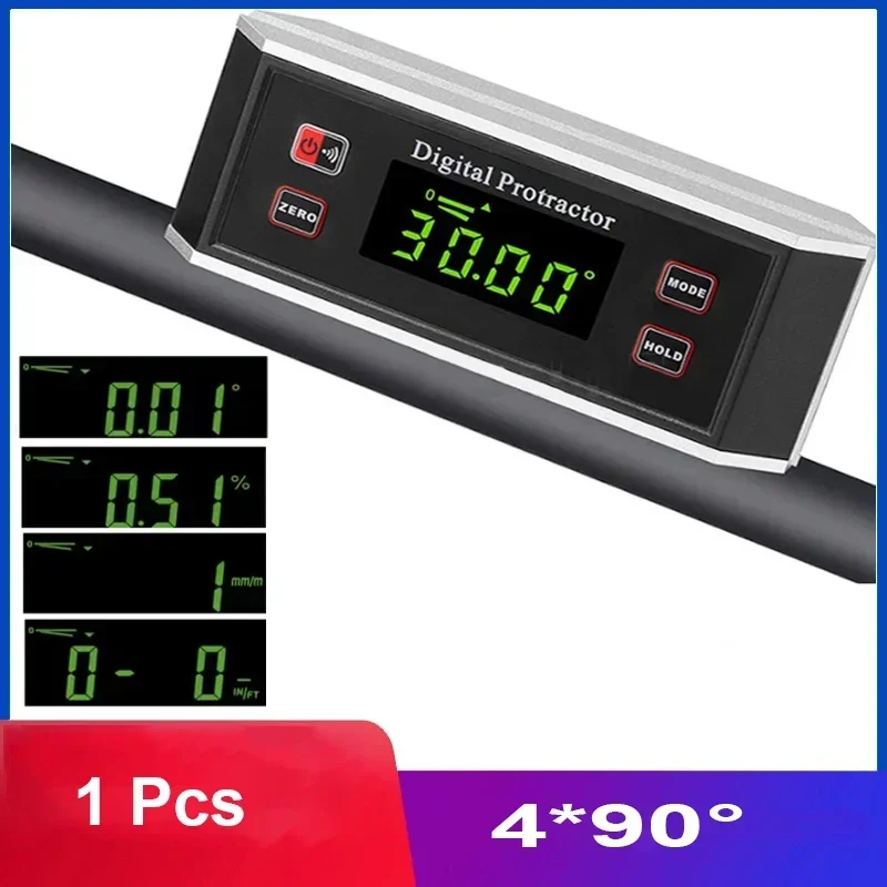 

High-precision LCD Magnetic Digital Protractor 4*90°Inclinometer Level Box Waterproof Bevel Box With V-Groove Magnetic Base