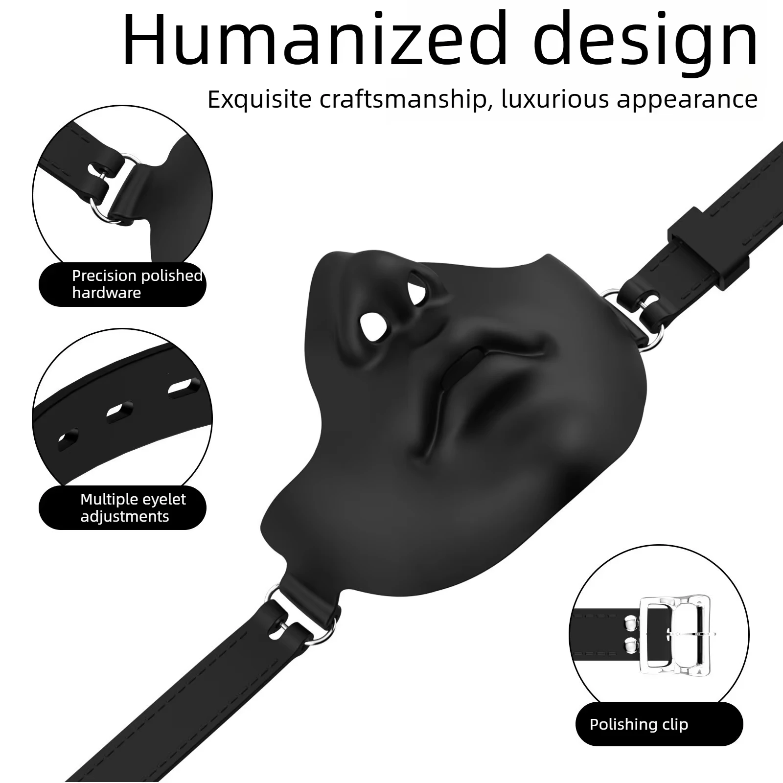 Silicone Half Face Mask Mouth Gag Breathable Oral Plug Adjustable PU Strap Bondage Accessories Washable Couples Role Play Toy view 3