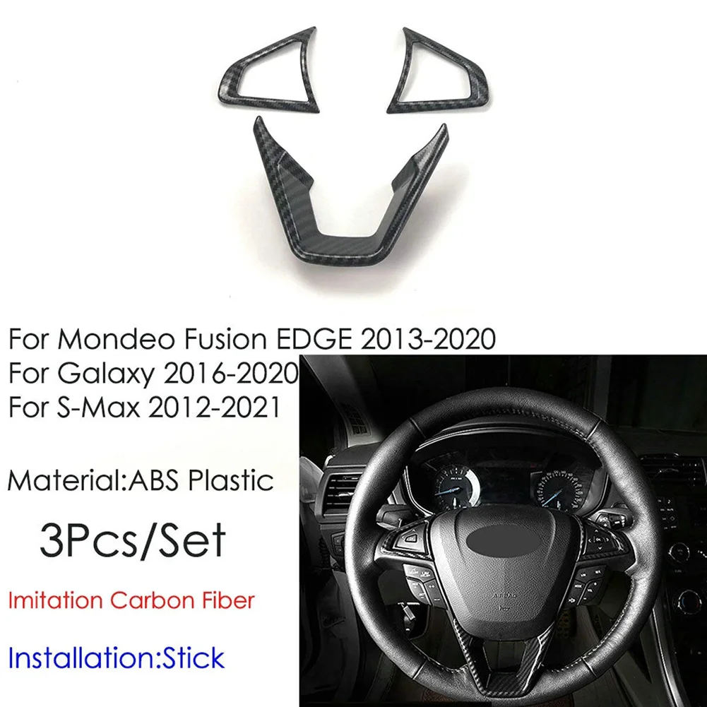 Carbon Fiber Pattern Steering Wheel Cover 3 Pack for Select Models Including For Fusion For Mondeo For Edge 2013 to 2019