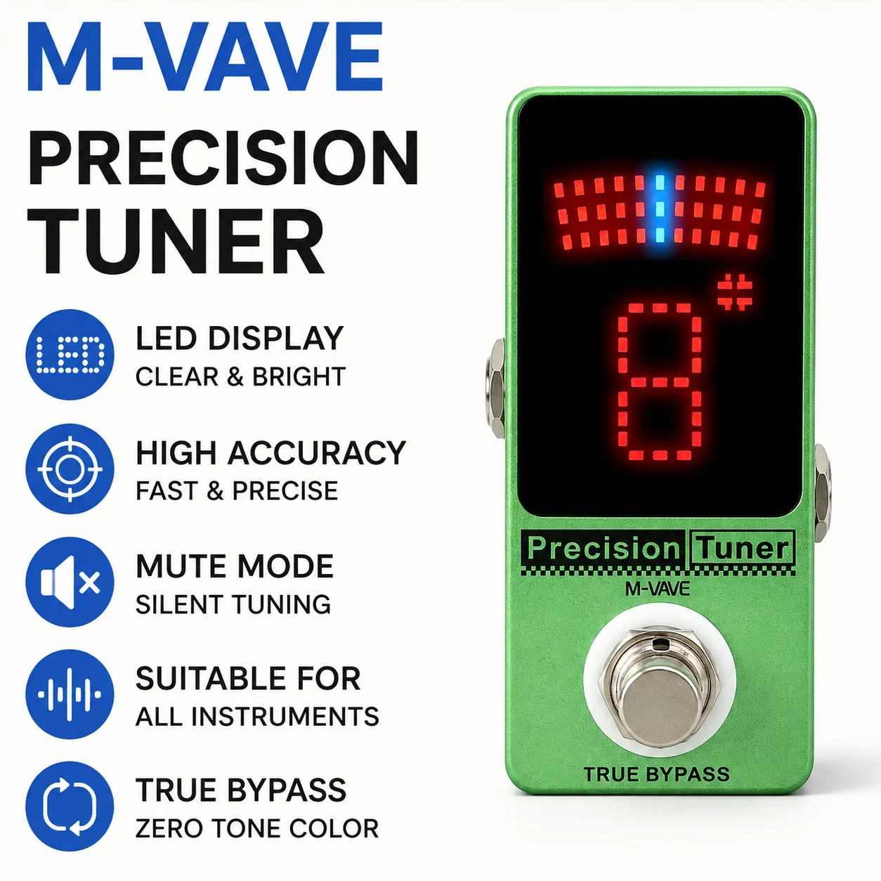 In Stock M Vave Precision Tuner Pedal True Bypass Chromatic Tuner For Electric Guitar Bass Violin String Instrument