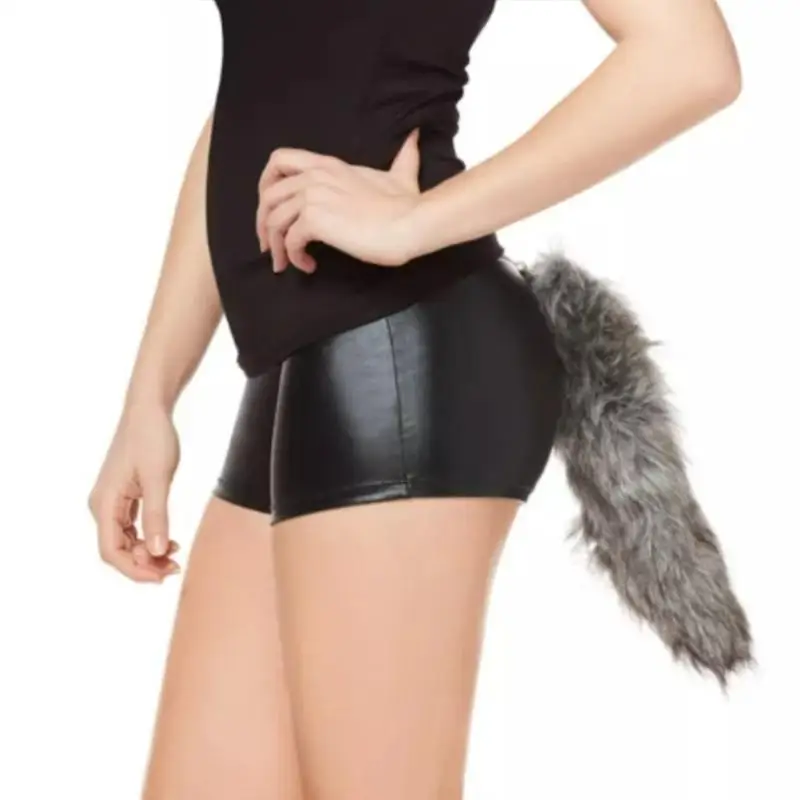 652F Coda volpe, pelliccia sintetica Lupo Volpi Coda gatto Costume cosplay Halloween