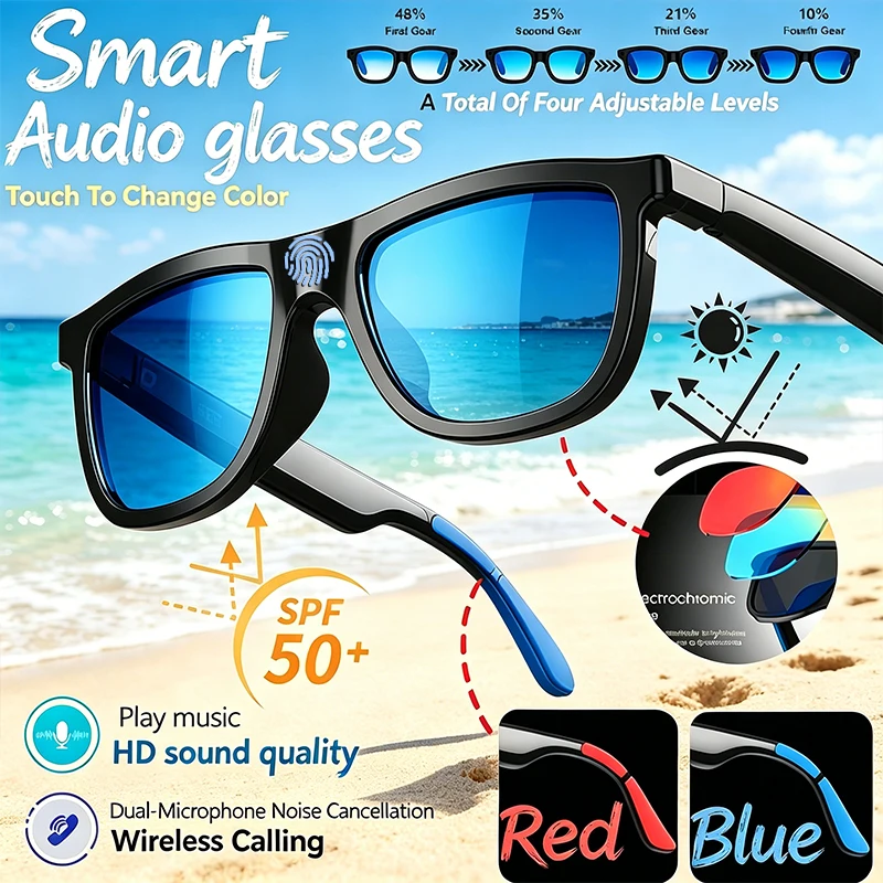 

Smart Audio Glasses Touch To Color Changing IP65 AI Translation Sunglasses Noise-reducing HD Call Music Play Eyewear Men Women