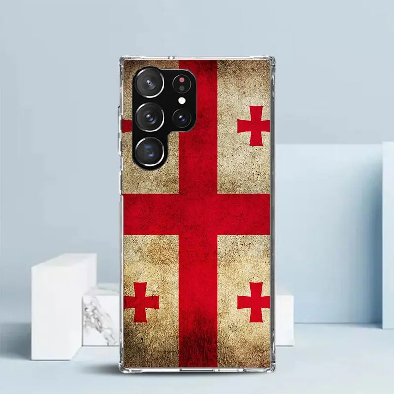 Georgia Flag Phone Case For Samsung Galaxy S24 S25 Edge S26 Ultra S22 S23 Plus S21 + S20 FE Soft TPU Back Cover Galaxy S25 S22 S