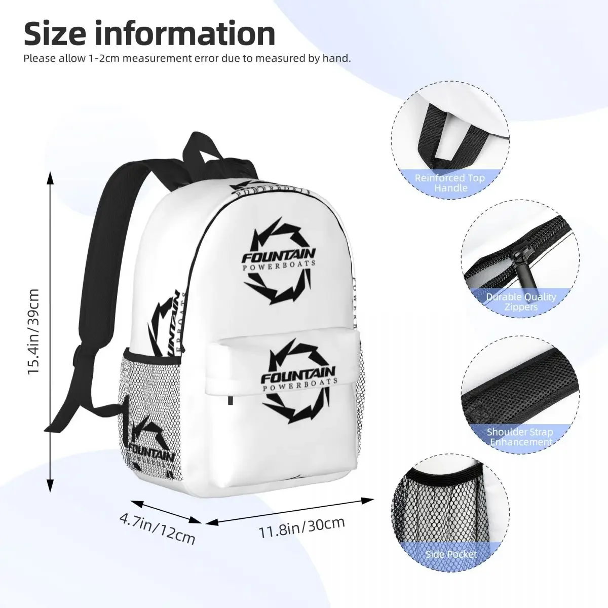 Fountain Powerboats Boat Backpacks Boys Girls Bookbag Fashion Children School Bags Travel Rucksack Shoulder Bag Large Capacity