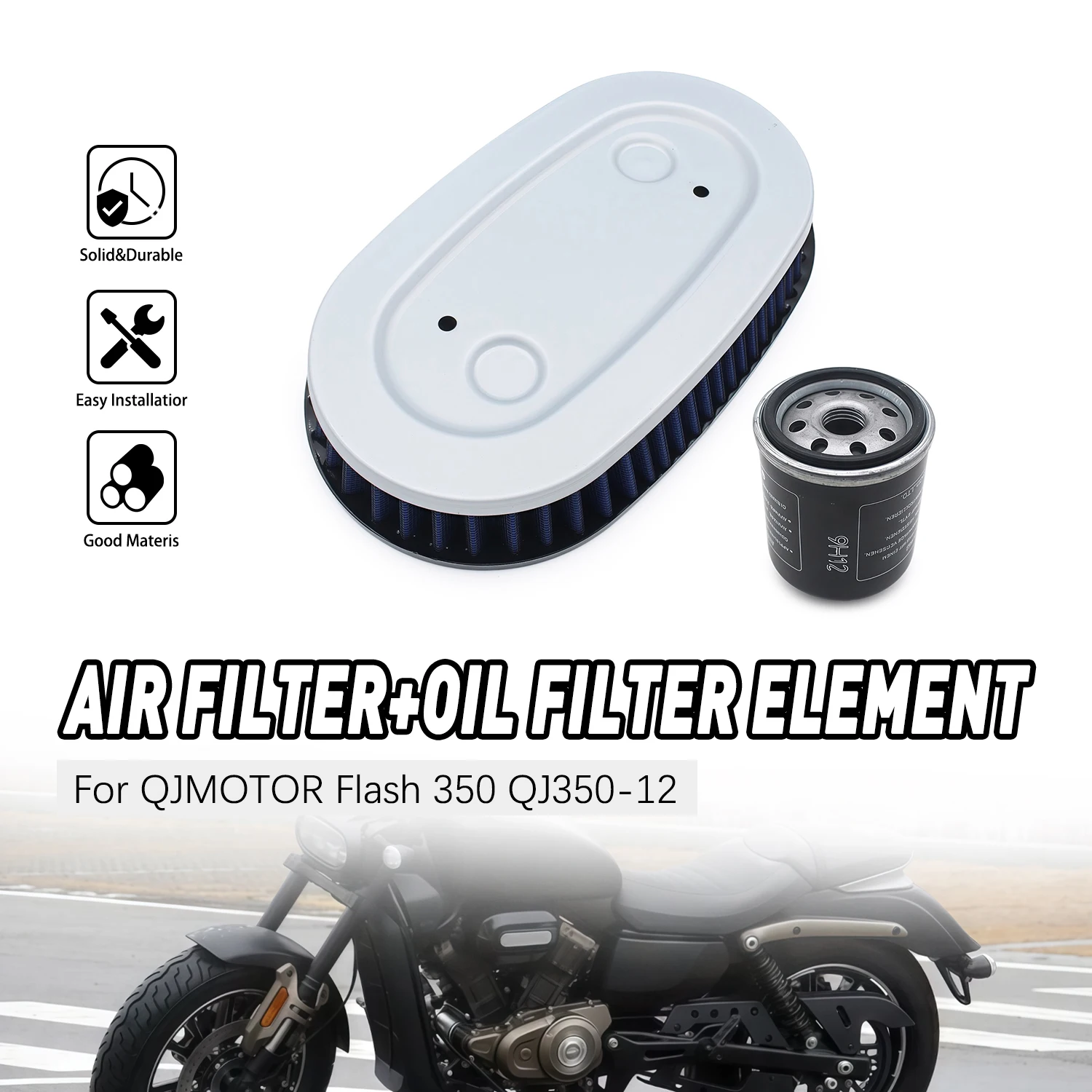 

Motorcycle Parts Air Filter Intake Cleaner Gas Fuel Oil Filter For Aprilia SR Max 4T 125 300 QJMOTOR Flash 350 QJ350-12