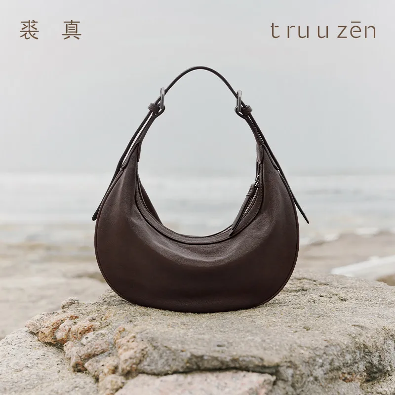 Genuine Lambskin Leather Hobo Bag Soft Crescent Shoulder Bag Large Capacity For Women Daily Ample Storage Space