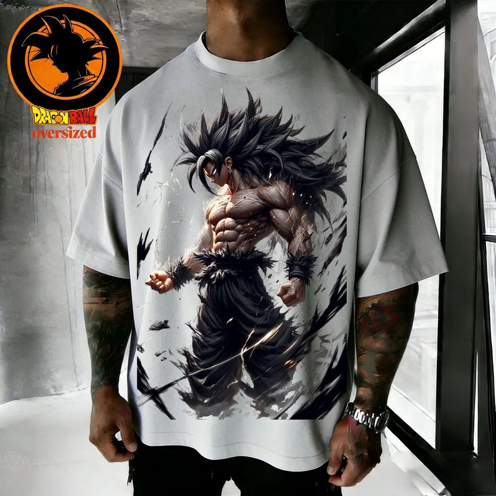 2026 Sommer Dragon Ball Serie Retro Reine Baumwolle Herren T-Shirt Wukong Bedruckt Übergroßes Freizeithemd Unisex Eltern-Kind-Set