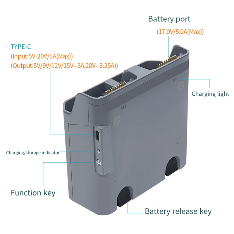 Classic-Replace For DJI Air 3 Battery Charging Hub 2-Way Charger Supports PD 65W PD 100W For Air 3 Battery Manager Drone Parts