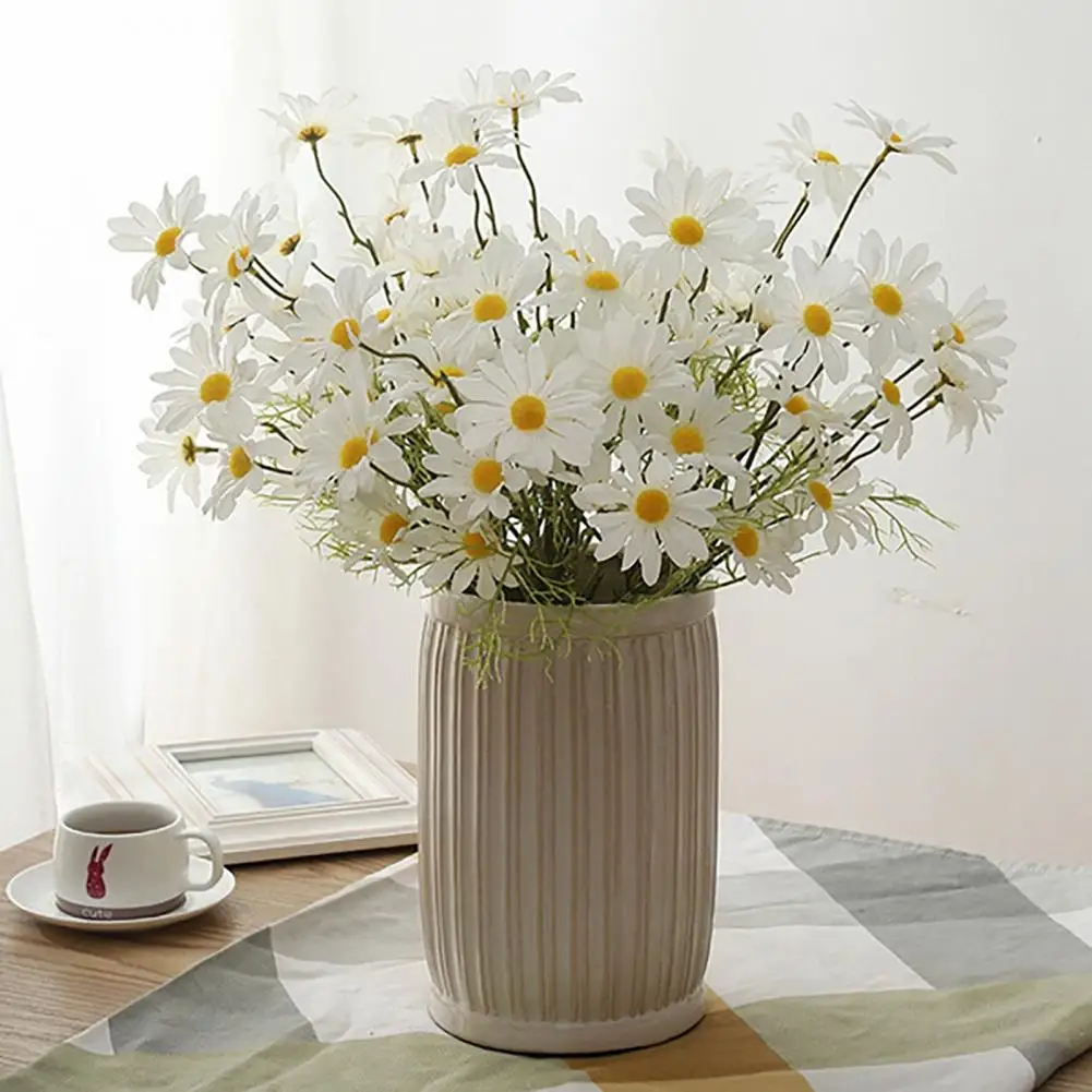 50cm Artificial White Chamomile Flower Bouquet DIY Vase Home Garden Living Room Decoration Wedding Party Silk Fake Flowers