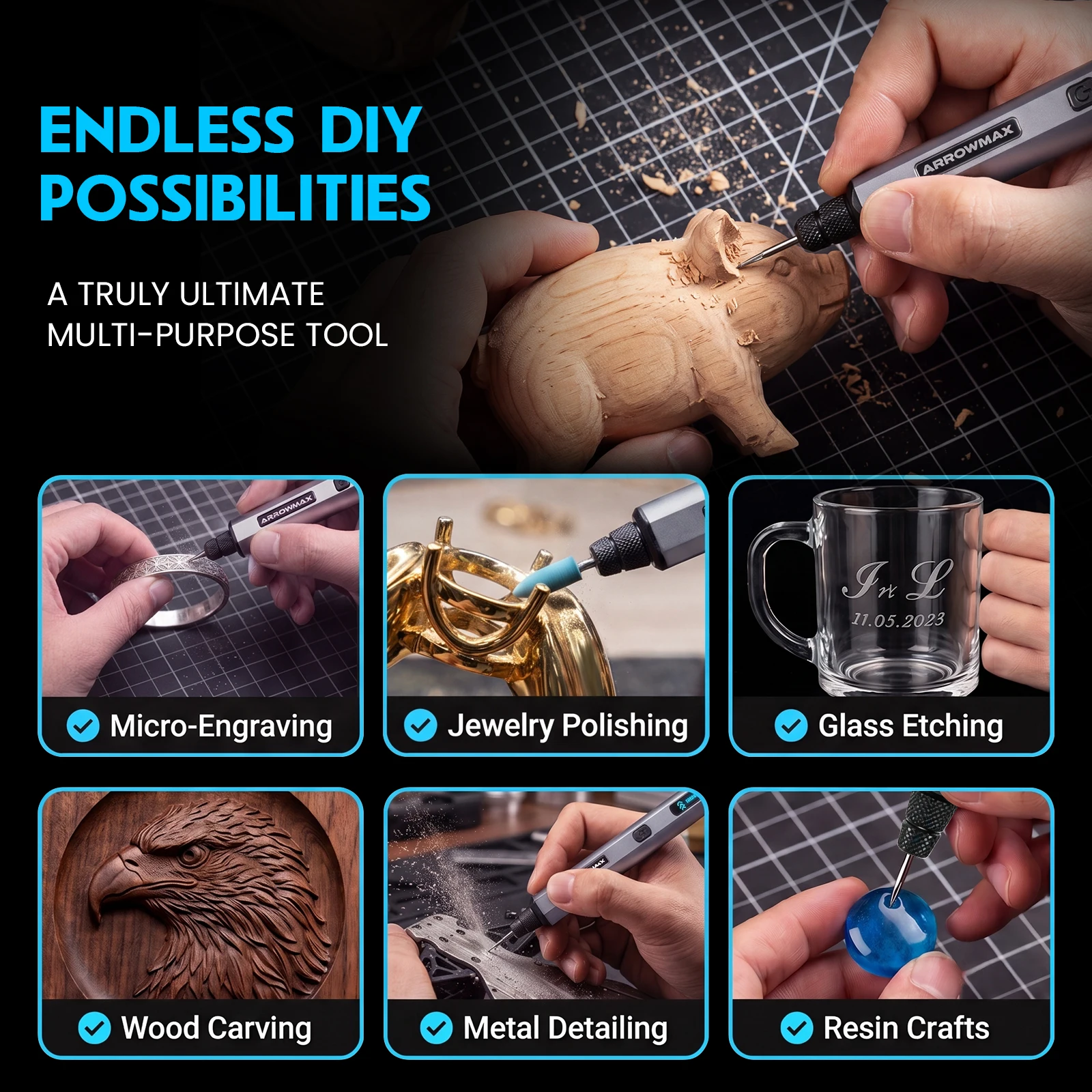 Mini Engraver Pen Cordless Precision Rotary Tool Kit with 42 Bits for Metal Wood Glass Plastic Craft DIY Engraver Tool New image 4