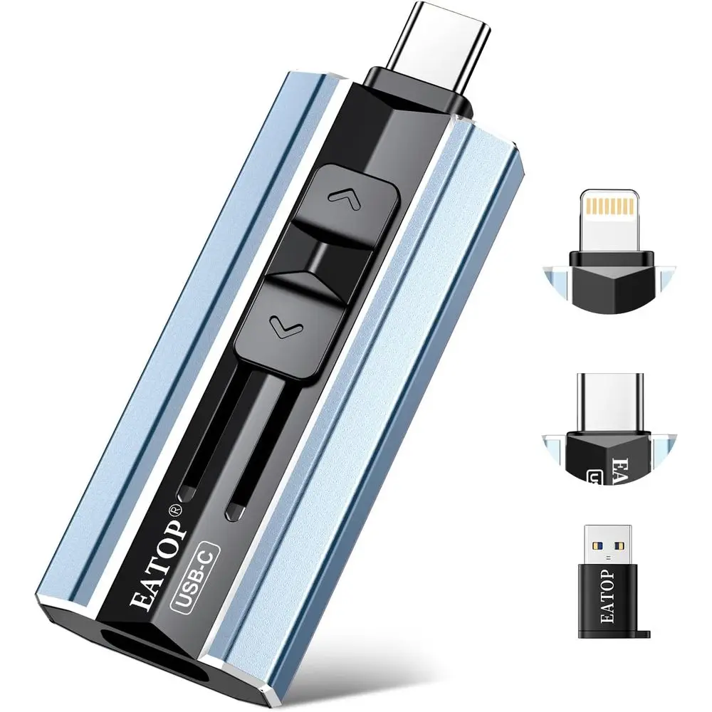 512GB Dual Interface Portable Drive - Compatible with iPhone, iPad, Android, PC - Store Photos, Videos, Files in Mist Blue