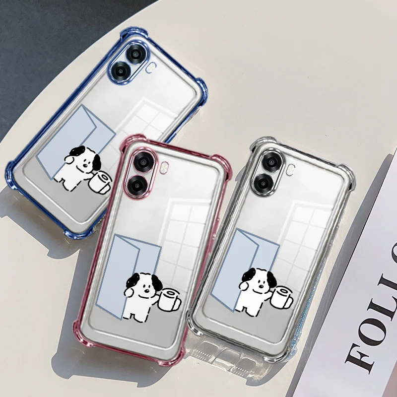 Plating Protective Cover For OPPO A6x A6k A6t A6 Pro 5G 4G Case Flxebile TPU Four-corner Shockproof Dog Pattern Fundas