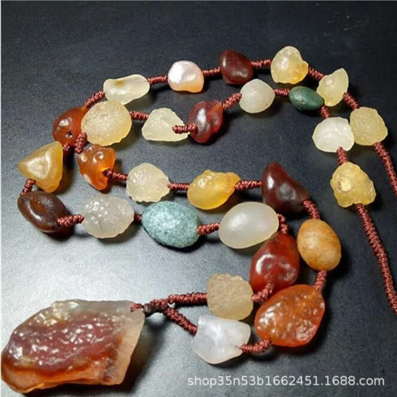 Factory Price Wholesale Alashan Jade Necklace Sugar Heart Gobi Material Tendon Vein Stone Agate Bracelet