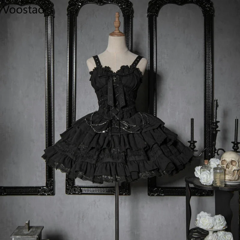 Robe gothique Lolita Jsk victorienne vintage pour femmes, mini robe princesse bandage élégante pour filles, jolie robe de soirée punk esthétique Y2k, UY