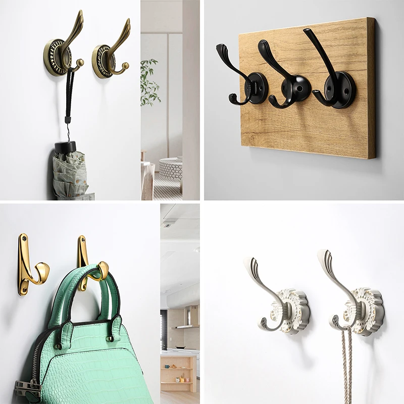 1Pc Vintage Bronze Color Hook Door Wall Hanger Household Towel Hat Bag Clothes Hooks for Hanging Kitchen Bathroom Accessories