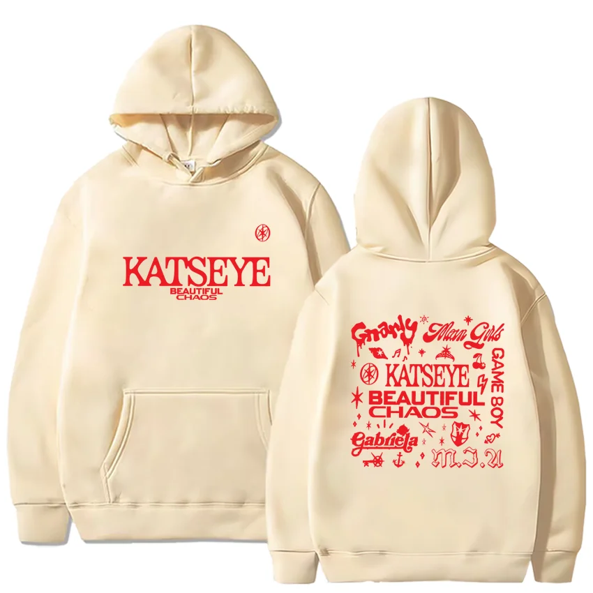 KATSEYE THE BEAUTIFUL CHAOS TOUR 2025 مطبوعة هوديي الرجال النساء غابريلا كم طويل Gnarly خمر الصوف الهيب هوب الشارع الشهير #3