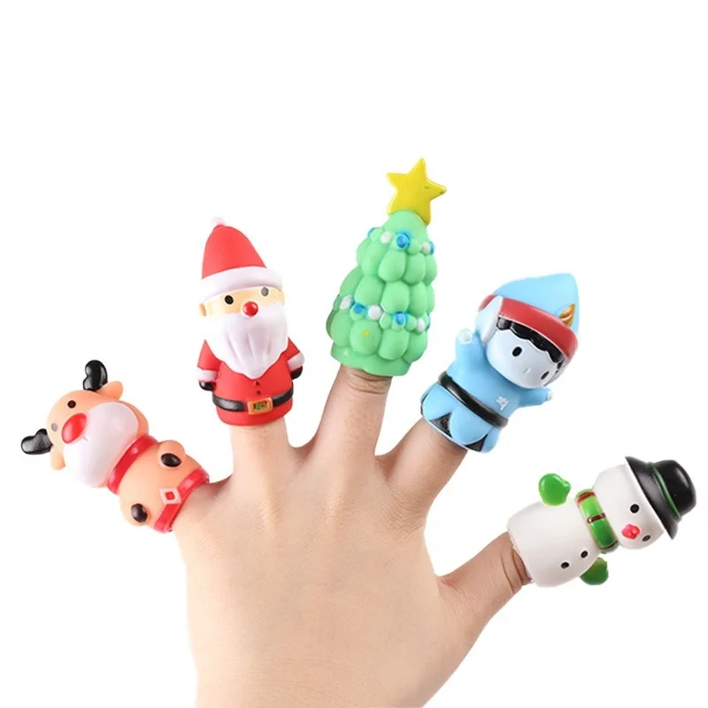 Finger Puppets Plastic Toy Baby Mini Animals Educational Hand Cartoon Rubber Doll Hand Puppet Theater Toys for Children Gifts