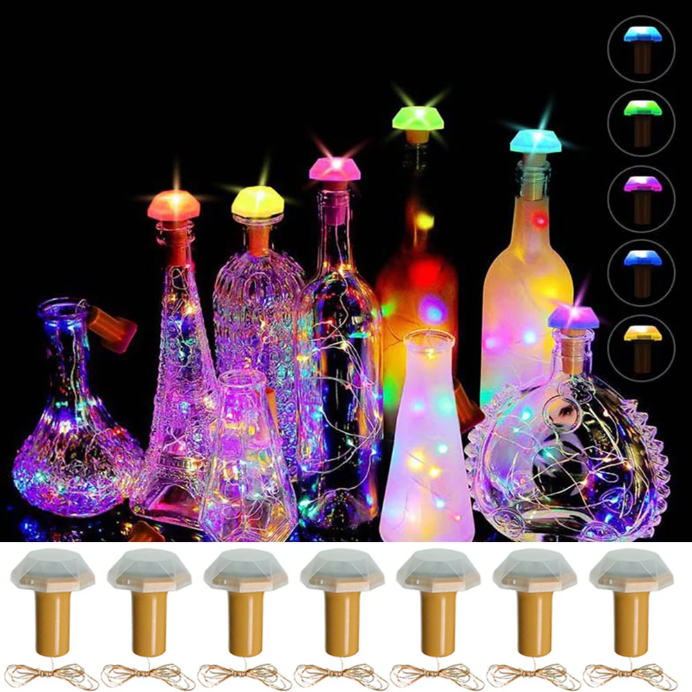 

10 LED Solar RGB Wine Bottles with Cork Lights Liquor Bottles Crafts Copper Wire String Light Fairy for Wedding Party Decoration