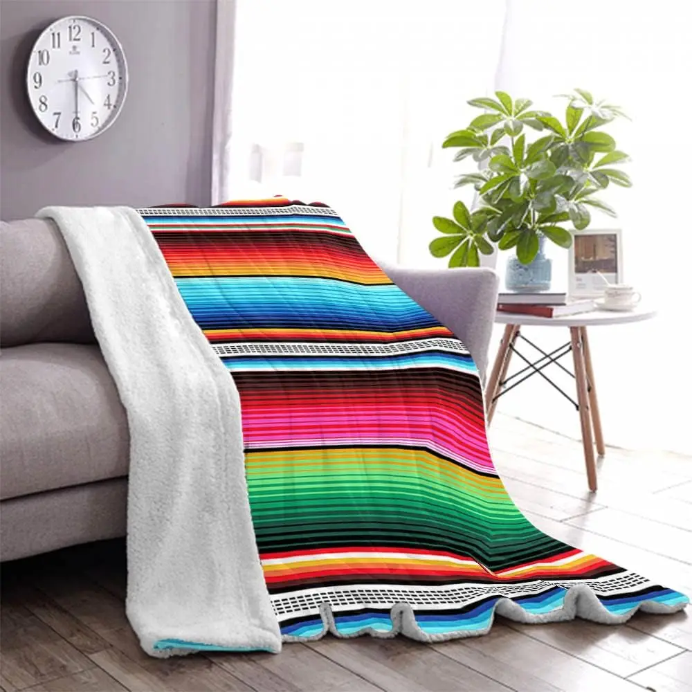 Manta Mexicana de Cinco de Mayo, Manta Colorida, Macia e Quente de Pelúcia para Sofá, Cama e Sala de Estar, Presente para Festa