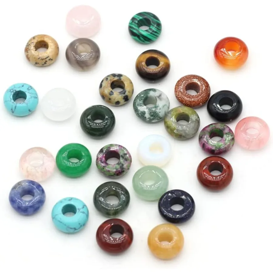 

50 шт. натуральный полудрагоценный камень с большим отверстием, свободные бусины в форме счетов, модные опаловые аметисты, унакит, розовый кварц, очаровательные бусины