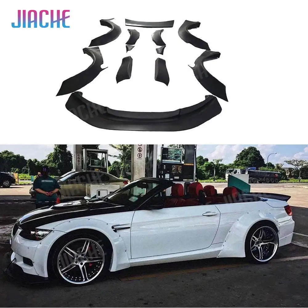 For BMW 3 Series Car Bodykit E92 M3 2007-2012 Front Lip Side Skirts Rear Spoiler Wing Wheel Eyebrow Rear Splitters Flaps Apron