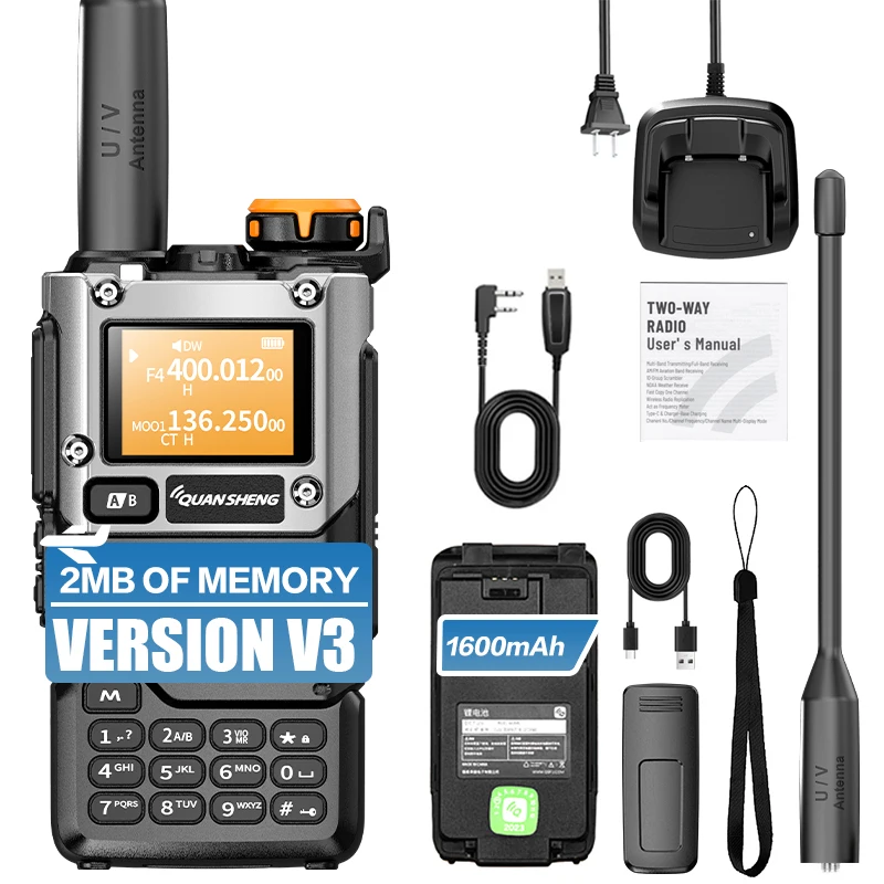 QUANSHENG UV-K5(8) V3 Walkie Talkie 2MB Memory 50-600MHz Air Band RX 5W Two Way Radio Type-C Wireless Copy Custom Firmware image 3