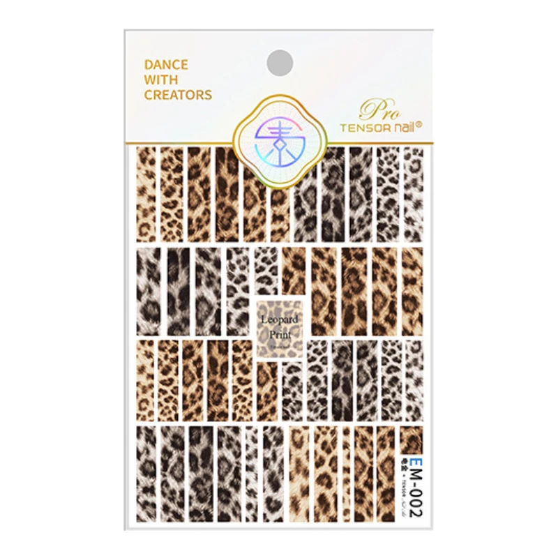 1 sztuka 5D eleganckich naklejek na paznokcie w panterkę metaliczny połysk wytłoczony elektryczny złoty rzemiosło samoprzylepne naklejki do paznokci