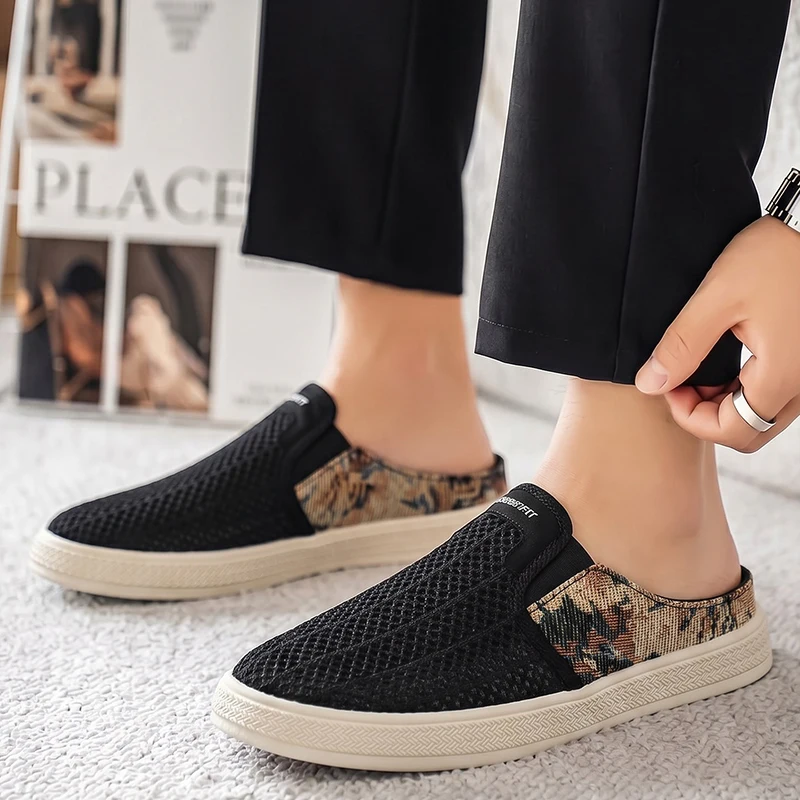 Summer men's perforated mesh slippers breathable outdoor sports and leisure shoes comfortable toe protection sandals slippers view 2