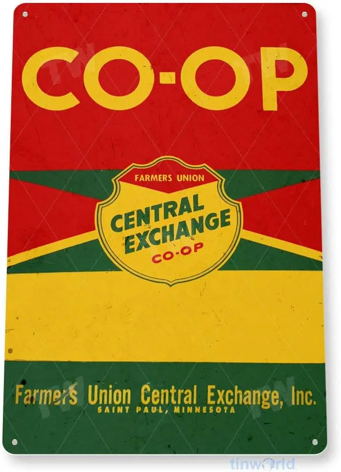 TIN SIGN Co-Op Farmers Union Retro Rustic Feed Seed Store Farm Barn Sign C673