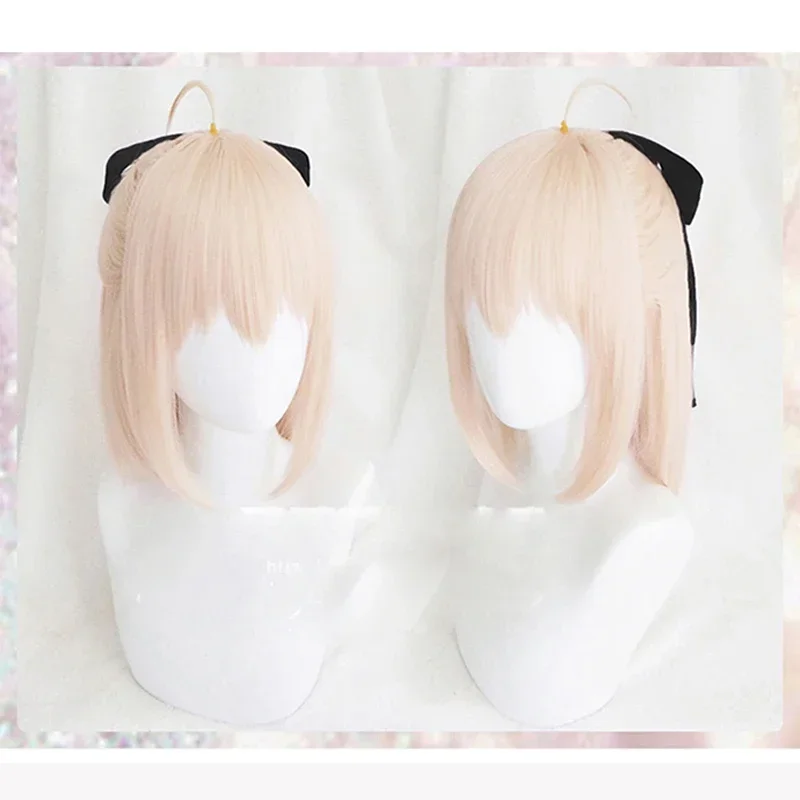 Anime Grand Order Sakura Saber Okita Souji Wig Cosplay Costume Fate Go Women Short Synthetic Hair Halloween Party Wigs