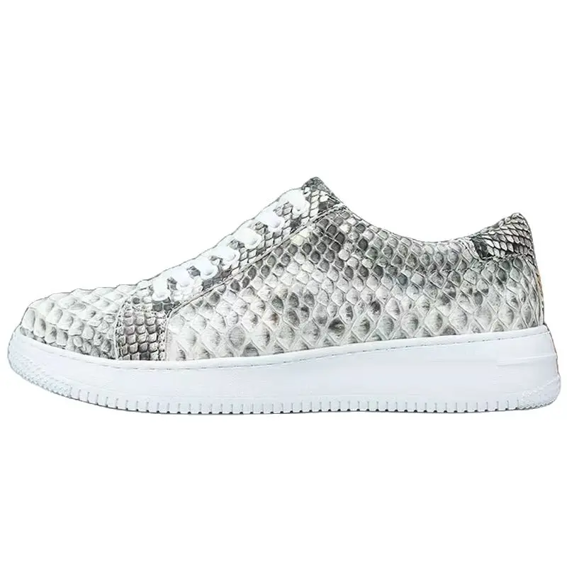 2023 new arrival Fashion snake skin causal shoes men,real leather sneakers PDD258