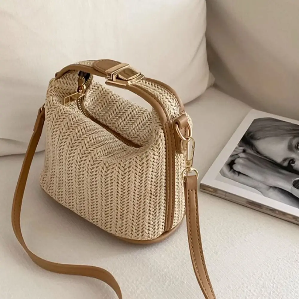 Straw Crossbody Bag For Women New Bohemian Small Knitting Summer Purse And Handbag Vacational Bucket Beach Bags