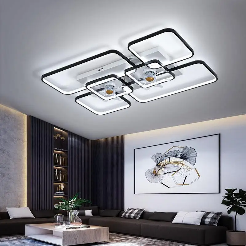 Intelligente Deckenleuchte mit 2 Ventilatoren 110V 220V APP + Fernbedienung Ventilator-Lampe Decken- und Bodenventilatoren Große Deckenventilatoren Smarte Deckenleuchte
