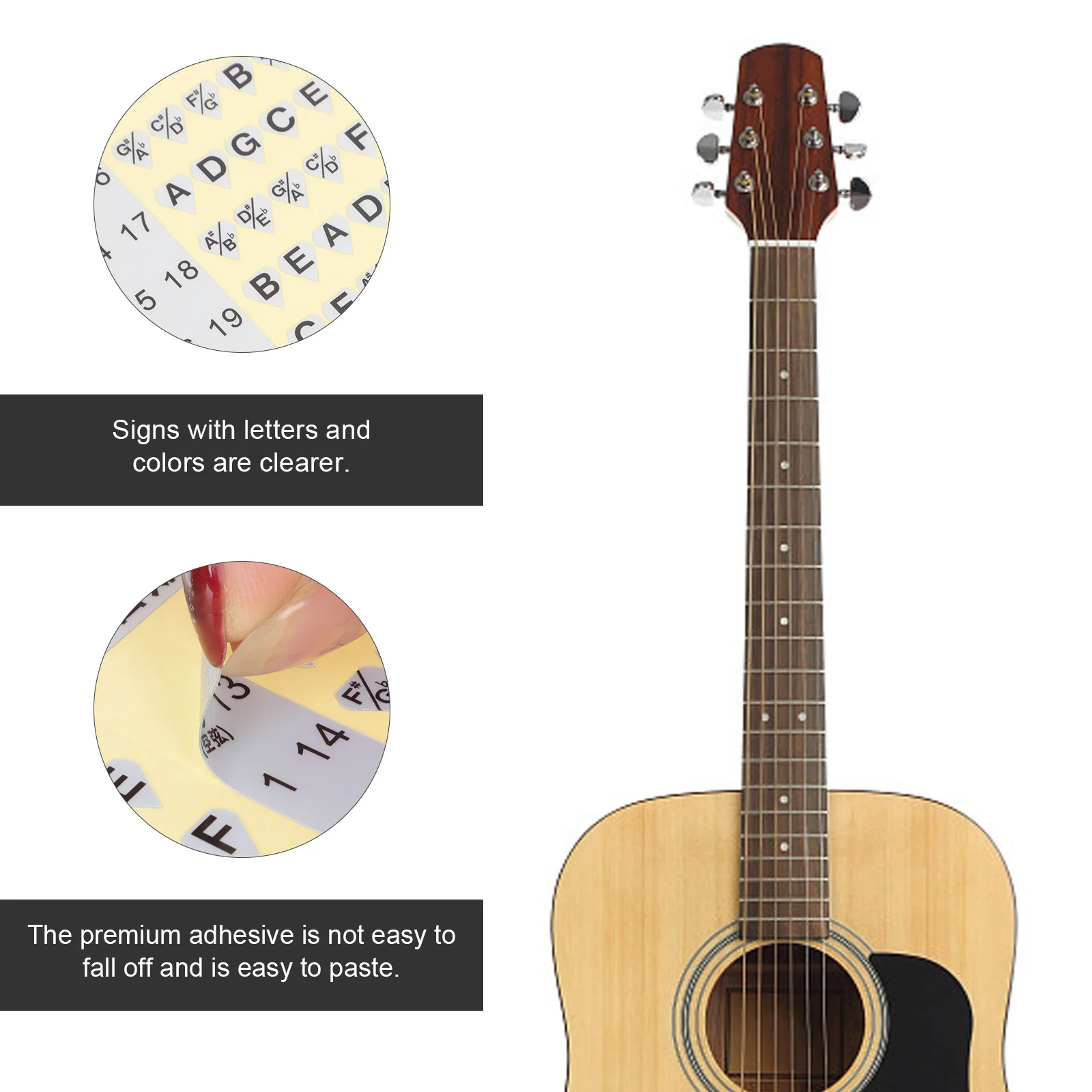 

2Pcs Guitar Scale Stickers Durable Professional Guitar Fretboard Note Map Decals for Beginners Learning Practice Tools