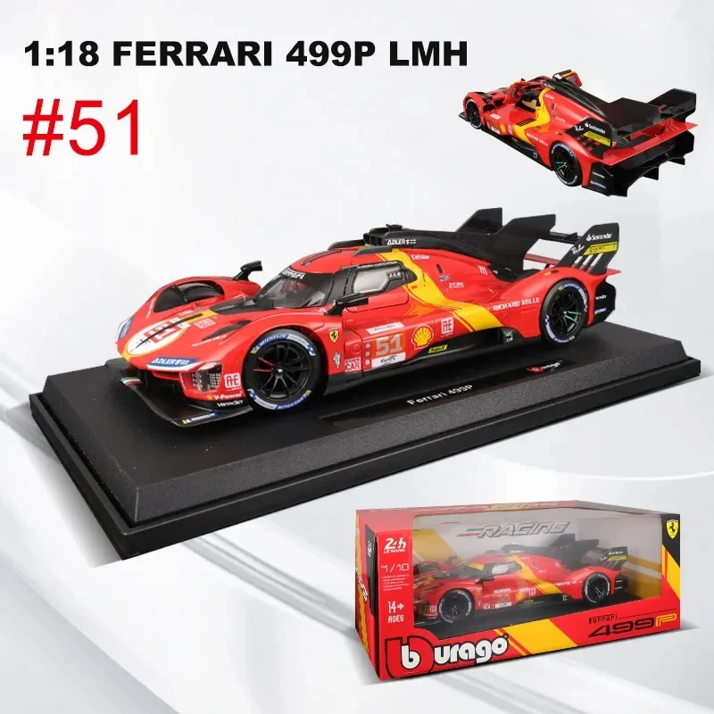 Neues bburago 1:18 Produkt ferrari 499p 51 Rennwagen le mans Champion Legierung Luxus fahrzeug Spielzeug Druckguss Modell Edition Auto Geschenk