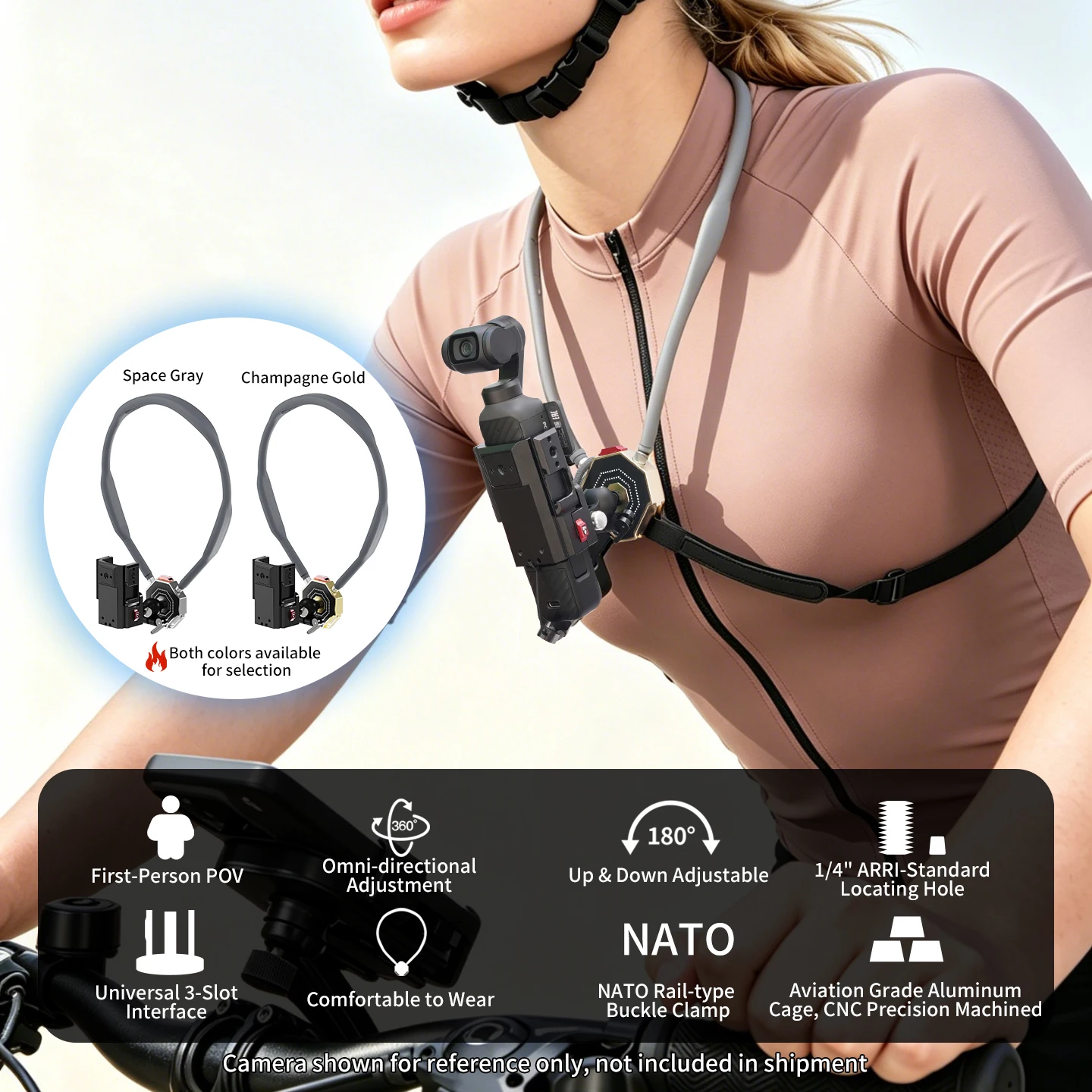 Kugelkopf Verstellbarer Kamera-Nackenhalter Silikonband für DJI Osmo Pocket 4 3 Gimbal Multi-Winkel Vlog POV Action Zubehör – Detail 2