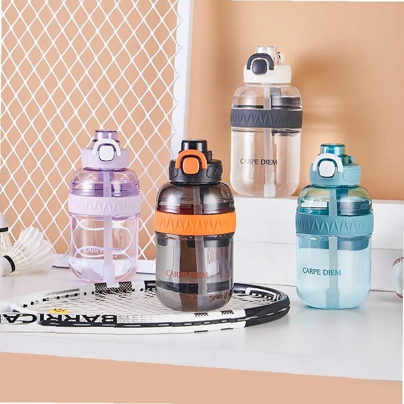 Summer outdoor Sports Water Bottle for Students, Leak-Proof Straw Cup, Drop-Resistant Space Cup, travel Simple Plastic Tumbler