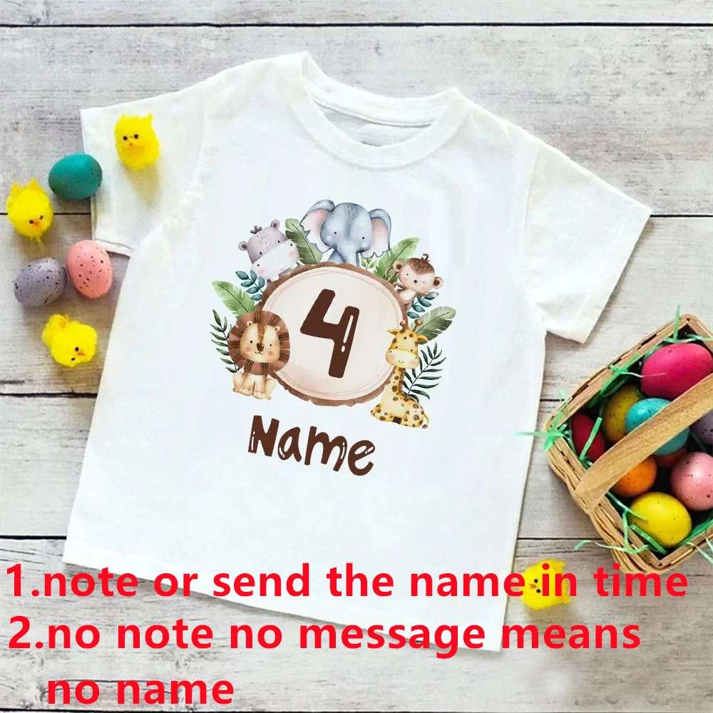 Personalized Birthday Shirt 1-9 Year T-Shirt Wild Tee Boys  Birthday Party T Shirt Wild Animal with Name Clothes Kids Gifts Tops