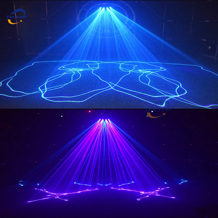 Luz láser RGB 3 en 1 de cuatro lentes, efecto de línea de escaneo DMX512, iluminación de escenario, proyector láser, luz de bola de discoteca para Dj