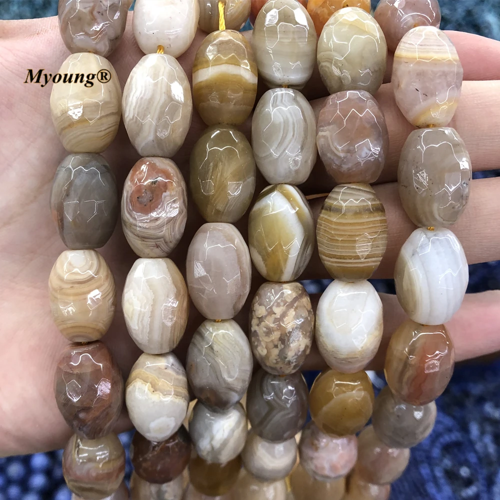 13X18MM Large Natural Lace Agates Stone Faceted Barrel Beads Gems Cutting Nugget Beads For DIY Jewelry MY220911