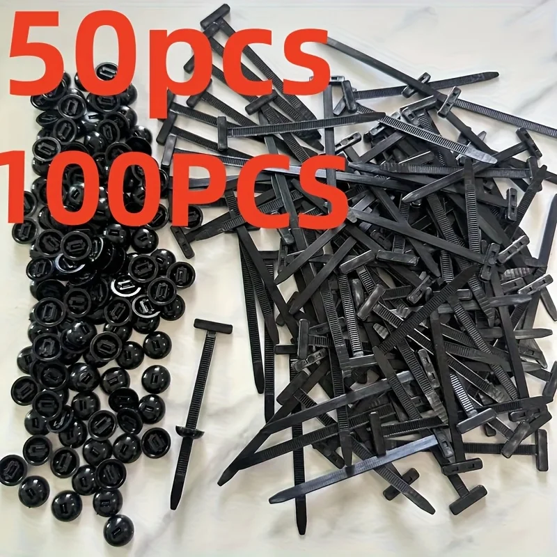 

500/100/50Pcs Self-Locked Nylon Cable Tie Push Clips Wire Tie Released Zip Straps Car Pipe Cable Fastener Bundle Fixed Binding