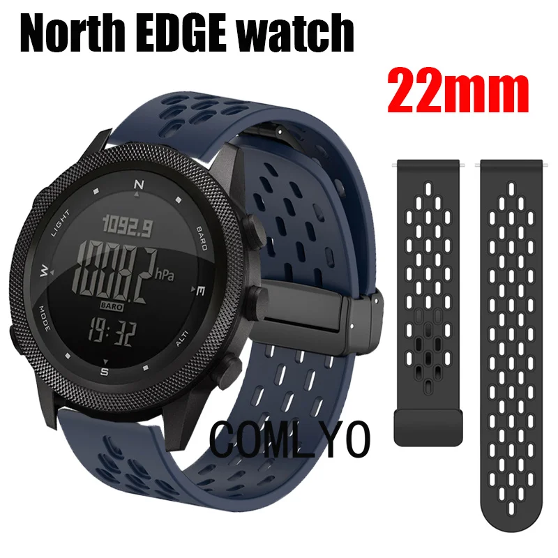 For North EDGE APACHE-46 / DESERT / Cross Fit 3 / Mars 3 / Strap Wristband Silicone Sports Soft Women Men 22mm Band